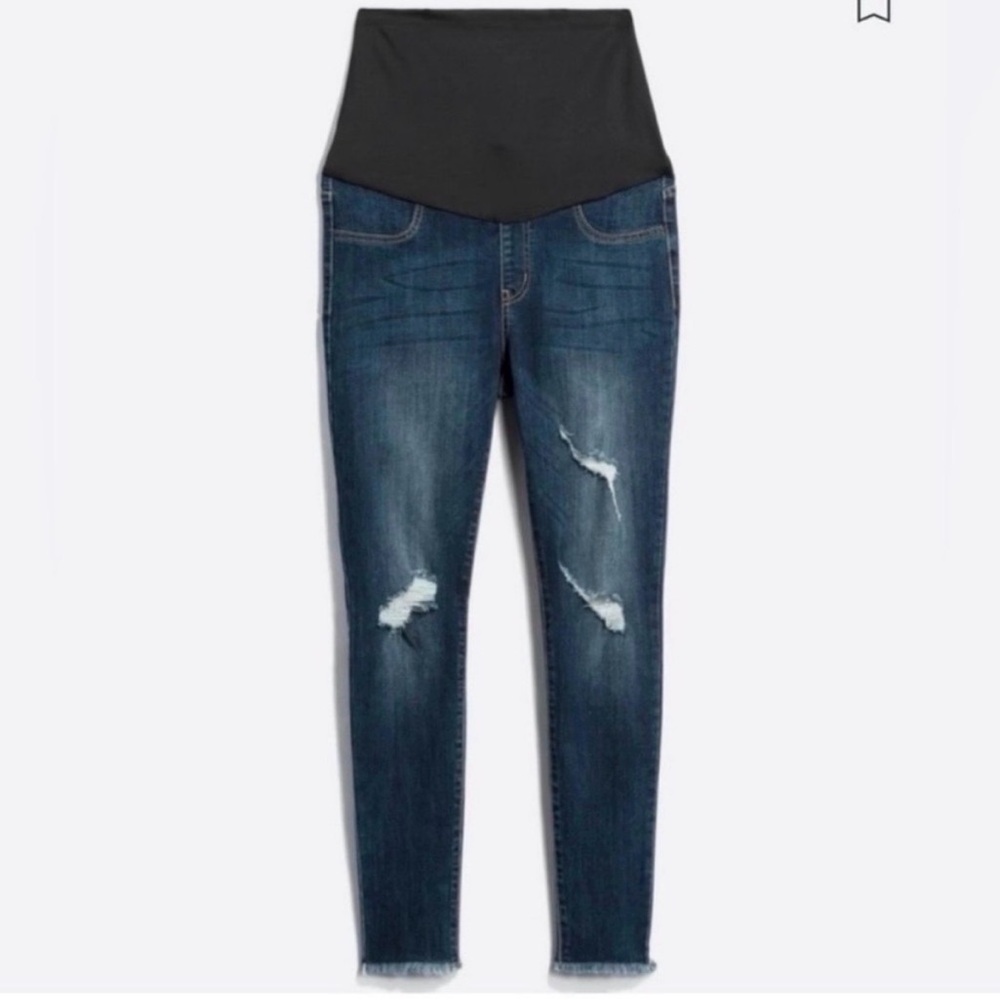 Just USA, MATERNITY, Size 29, Fray Legged Skinny Jeans - full panel, pull on